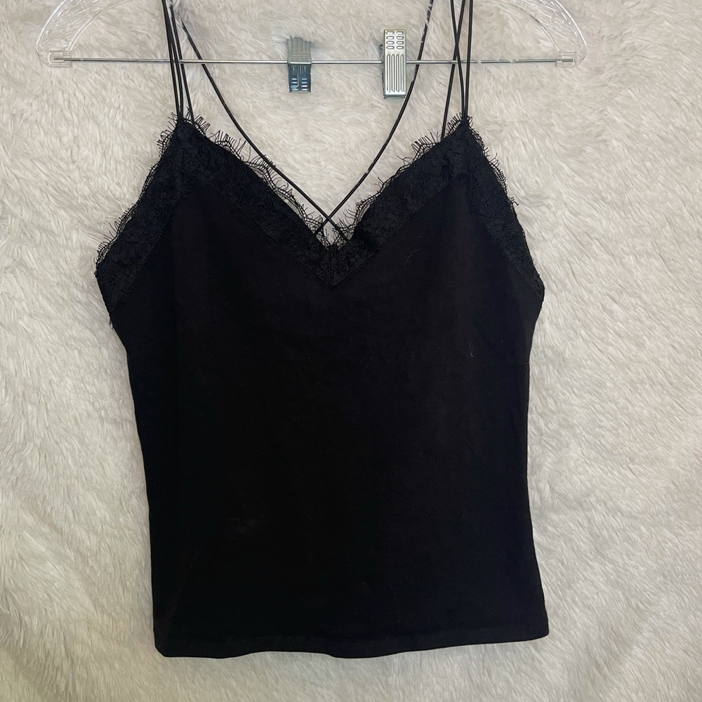 Black top with lace on front